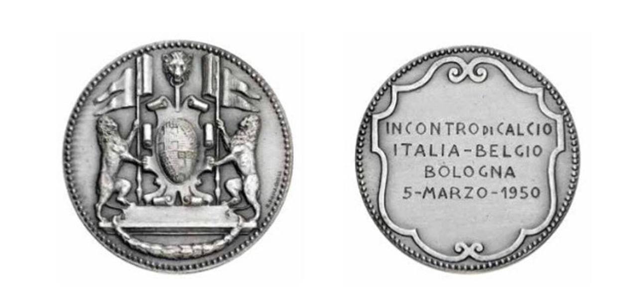 Medaglia celebrativa amichevole Italia-Belgio, 1950